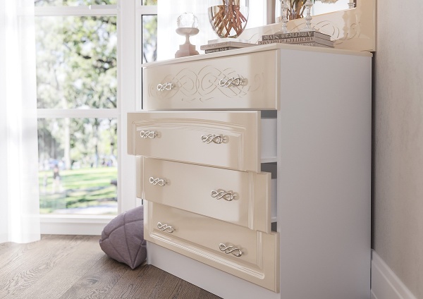 Комод Венесуэла МДФ/Жемчуг Глянец (Ш-800 х В-820 х Г-420 мм)