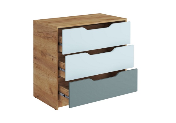 Комод Rich дуб крафт золотой / мята / сумеречный голубой
